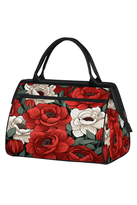 Spring Summer Overnight Weekender Bag for Women Men Red Floral Carry On Overnight Travel Duffle Bag Labor Delivery Bag for Hospital