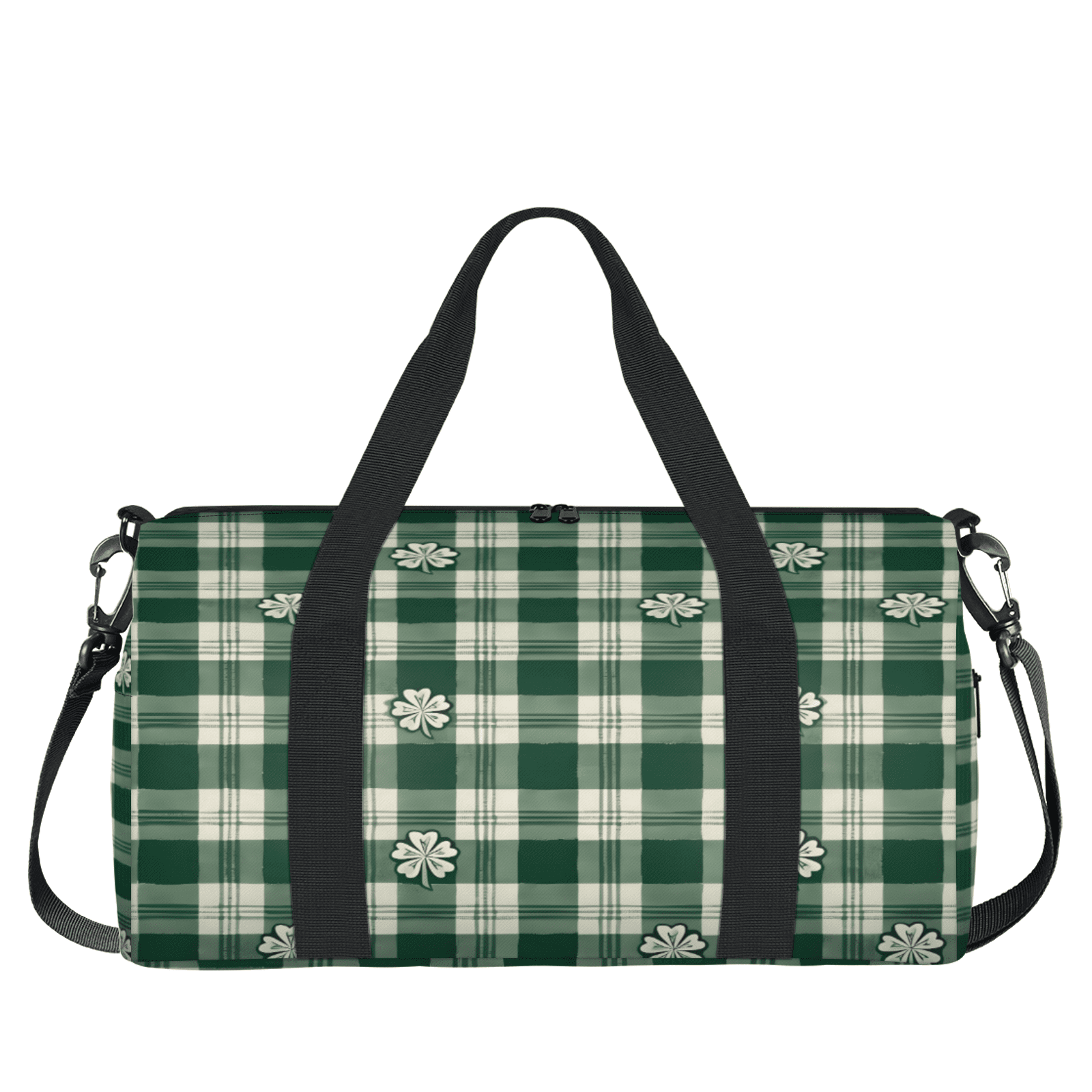 Herdesigns St. Patrick's Day Clover Shamrock Irish Gym Bag for Women, Duffle Bag for Travel Sport, Lightweight Waterproof Carry on Weekender Overnight Dance Yoga Workout Bags