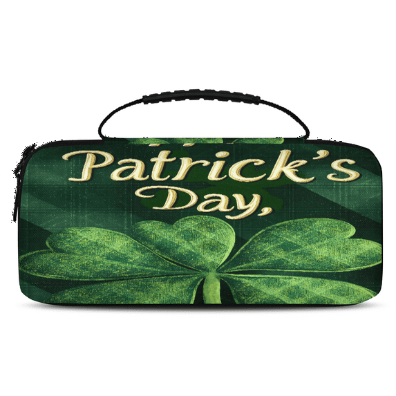 Herdesigns St. Patrick's Day Green Shamrock Carrying Case for Nintendo Switch OLED Model 2021 & Switch 2017 with 20 Game Card Slots, Portable Travel Carry Case for Accessories and Console