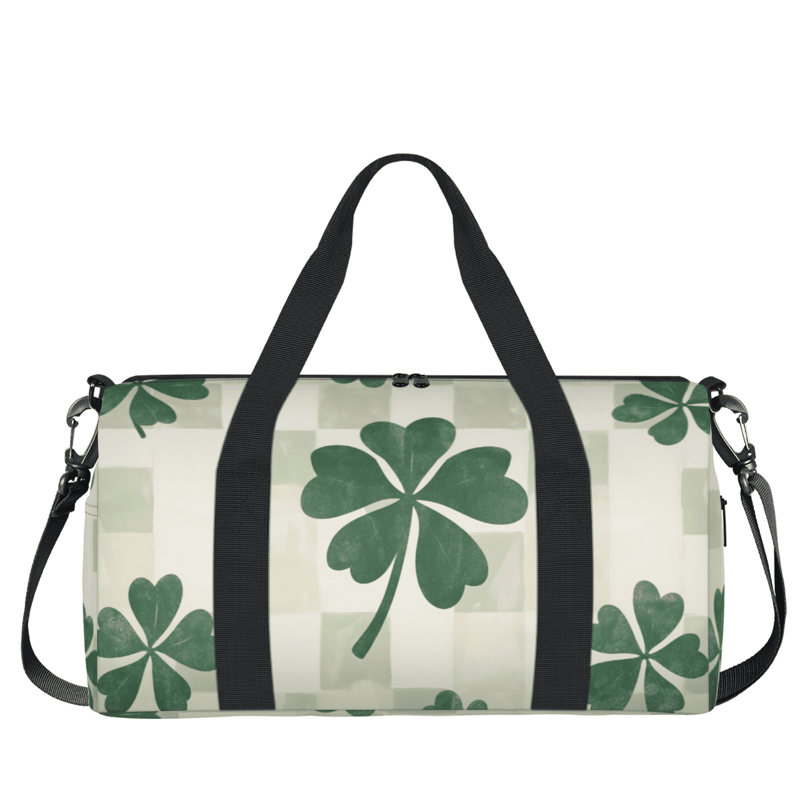 Herdesigns St. Patrick's Day Leaf Clovers Gym Bag for Women, Duffle Bag for Travel Sport, Lightweight Waterproof Carry on Weekender Overnight Dance Yoga Workout Bags