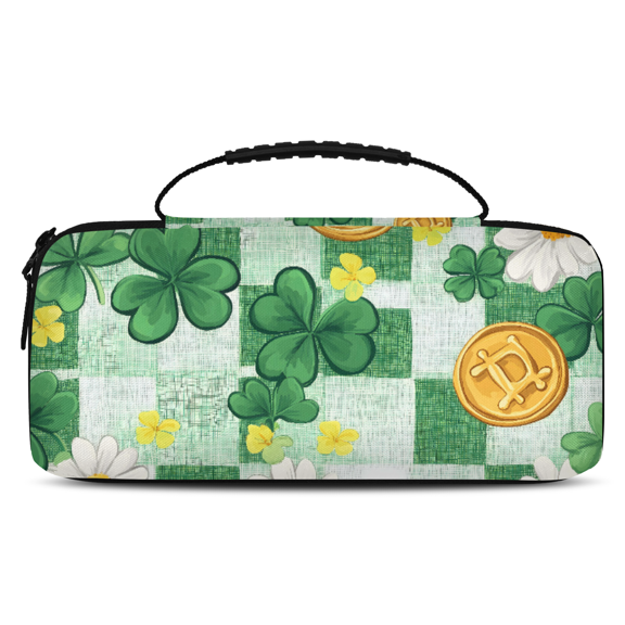 Herdesigns St. Patrick's Day Shamrock Carrying Case for Nintendo Switch 2 with 20 Game Card Slots, Portable Travel Carry Case for Accessories and Console