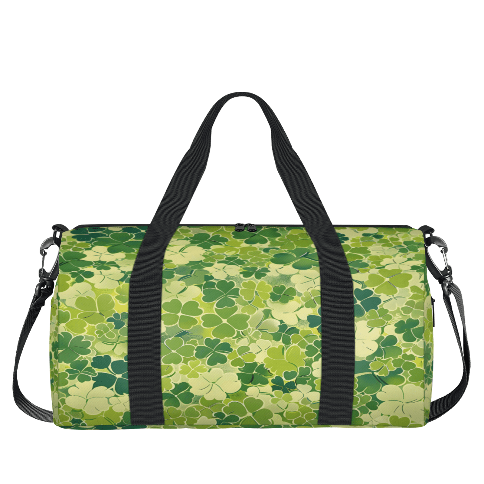 Herdesigns St. Patrick's Day Shamrock Clover Gym Bag for Women, Duffle Bag for Travel Sport, Lightweight Waterproof Carry on Weekender Overnight Dance Yoga Workout Bags
