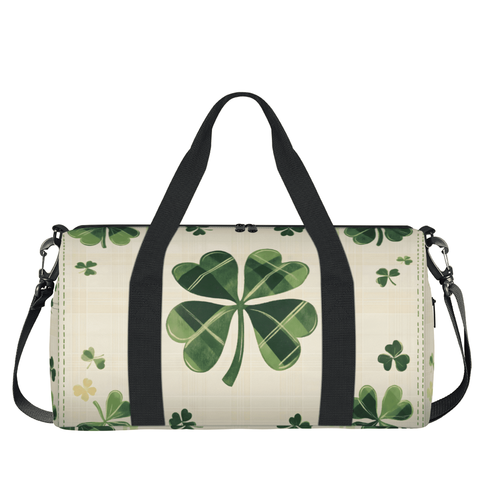 Herdesigns St Patrick's Day Shamrock Gym Bag for Women, Duffle Bag for Travel Sport, Lightweight Waterproof Carry on Weekender Overnight Dance Yoga Workout Bags