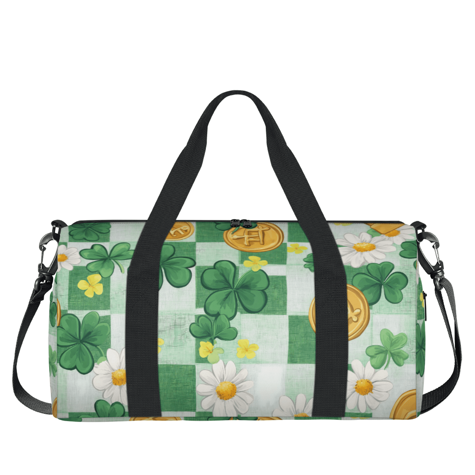 Herdesigns St. Patrick's Day Shamrock Gym Bag for Women, Duffle Bag for Travel Sport, Lightweight Waterproof Carry on Weekender Overnight Dance Yoga Workout Bags
