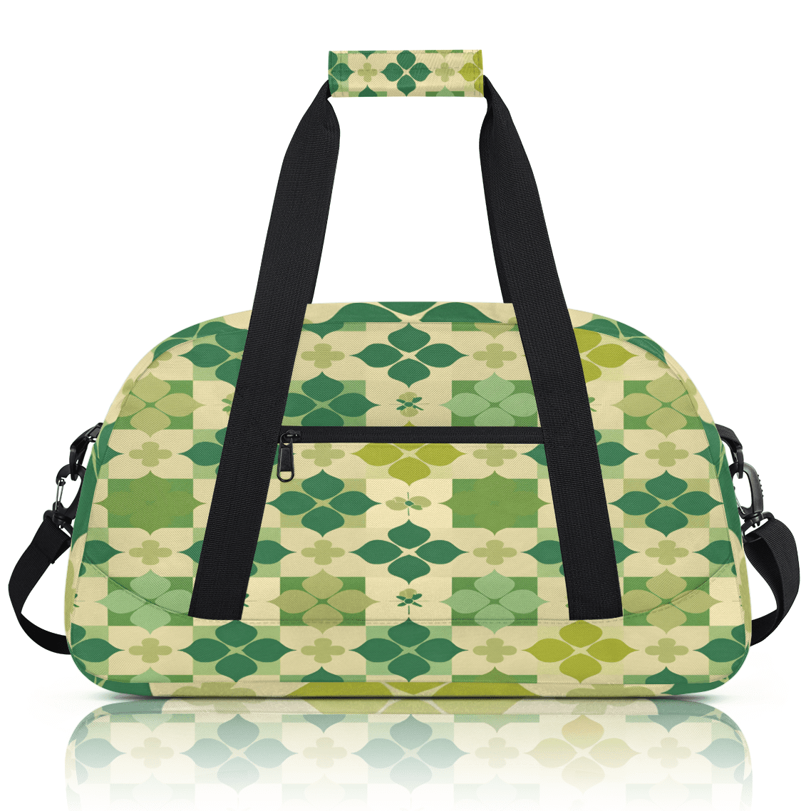 Herdesigns St Patricks Day Clover Shamrock Sports Duffle Bag for Women & Men, Gym Bag Dance Bag Overnight Bag Carry On Weekender Travel Bag