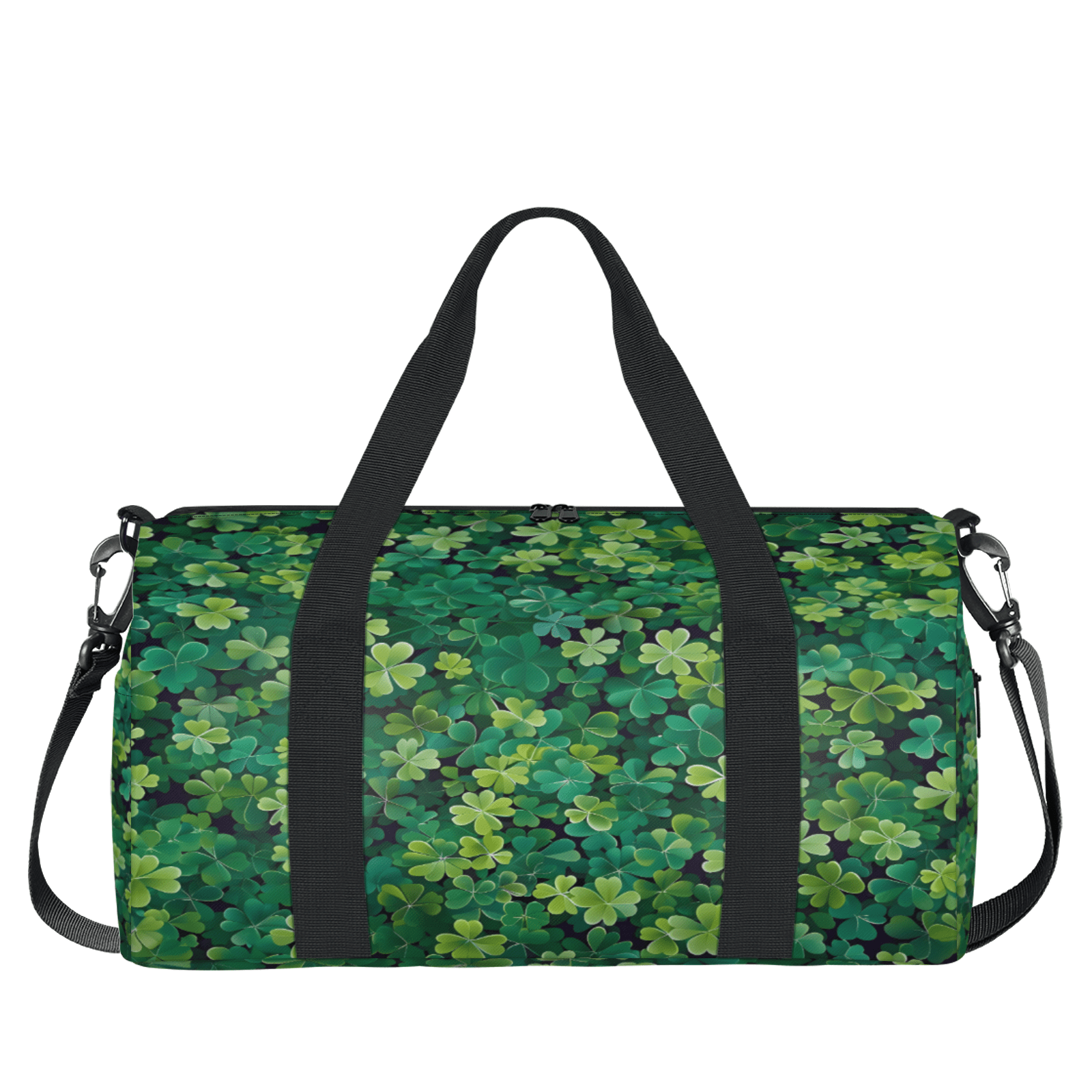 Herdesigns St. Patricks Day Green Irish Clover Gym Bag for Women, Duffle Bag for Travel Sport, Lightweight Waterproof Carry on Weekender Overnight Dance Yoga Workout Bags