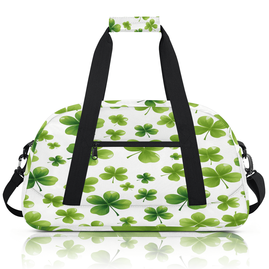 Herdesigns St Patricks Day Lucky Clover Sports Duffle Bag for Women & Men, Gym Bag Dance Bag Overnight Bag Carry On Weekender Travel Bag