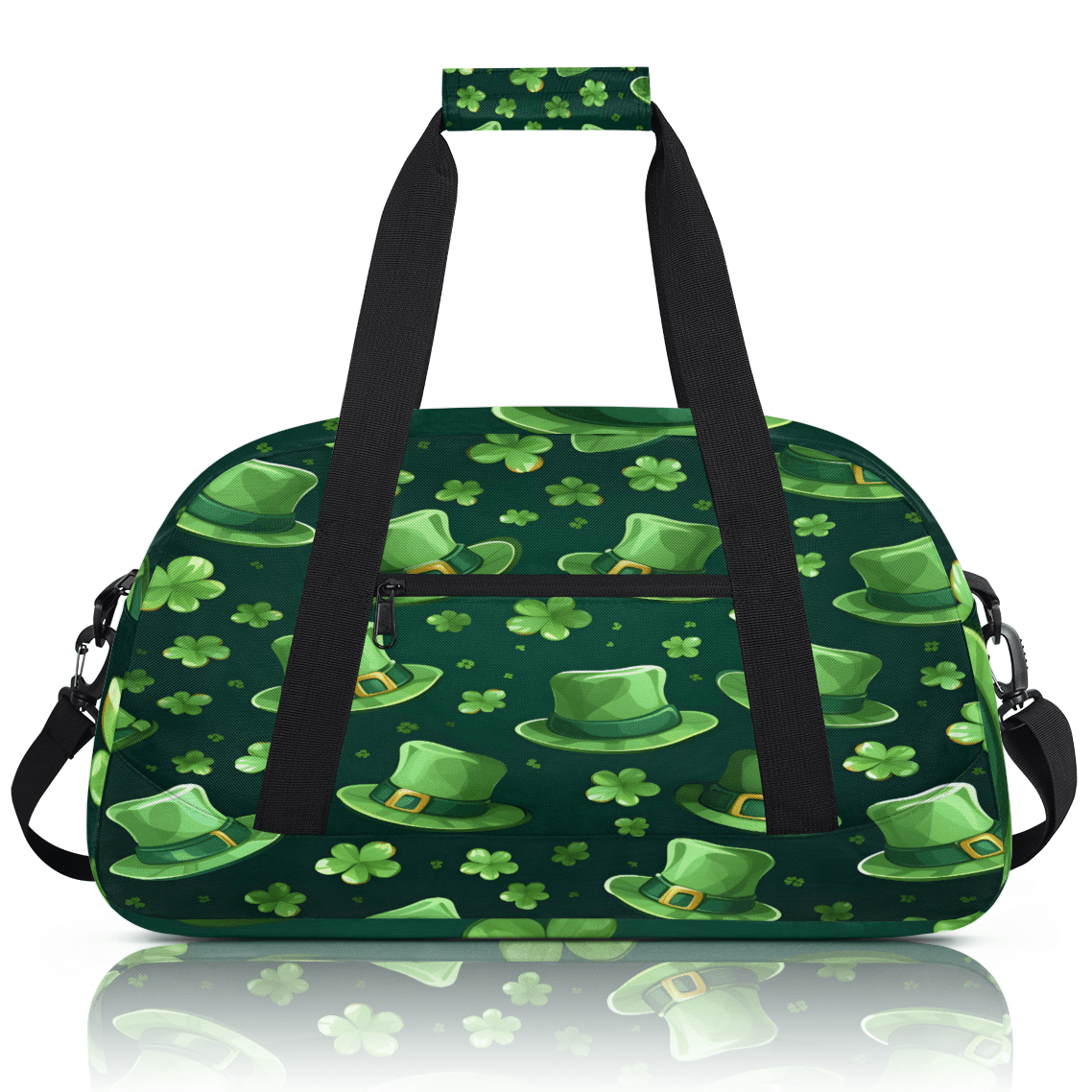 Herdesigns St Patricks Day Shamrock Luck Hat Sports Duffle Bag for Women & Men, Gym Bag Dance Bag Overnight Bag Carry On Weekender Travel Bag