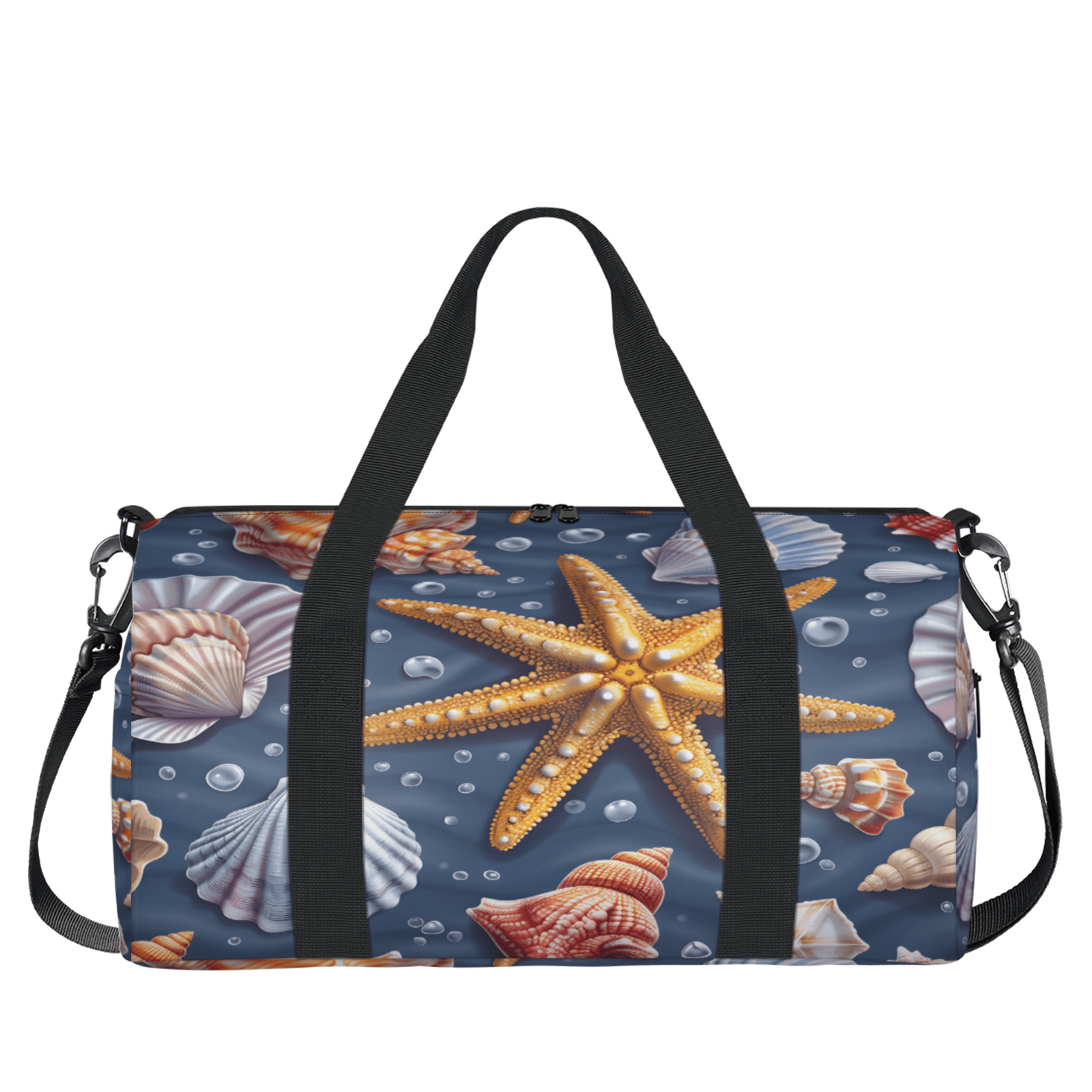 Herdesigns Starfish Gym Bag for Women, Duffle Bag for Travel Sport, Ocean Theme Lightweight Waterproof Carry on Weekender Dance Yoga Workout Bags