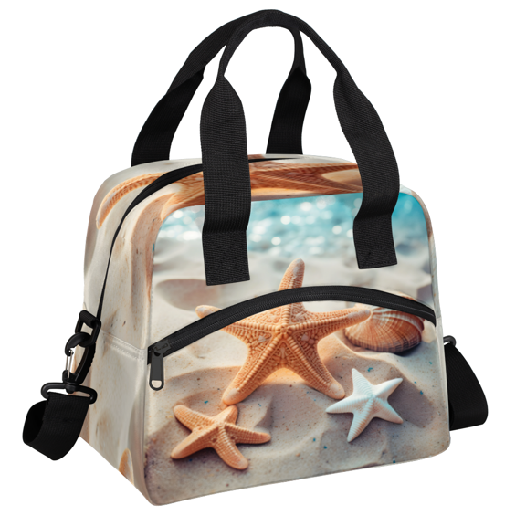 Herdesigns Starfish Insulated Lunch Bag for Women Men Adults Large Reusable Lunch Box Ocean Beach Leakproof Cooler Tote Bags with Adjustable Shoulder Strap