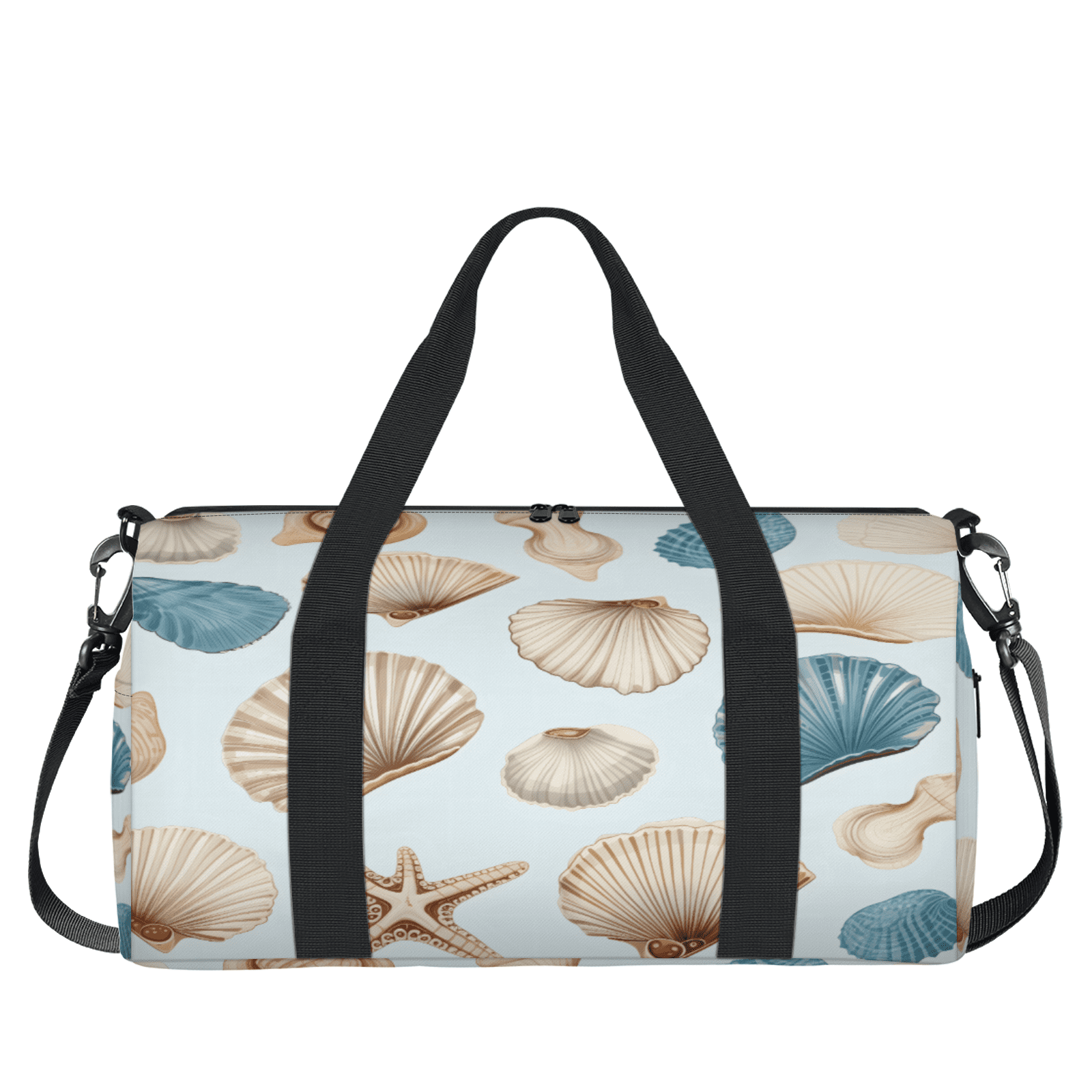 Herdesigns Starfish Seashell Coral Travel Duffle Bag Sports Yoga Weekender Overnight Carry on Workout Bags Lightweight Waterproof Gym Tote Bag for Women