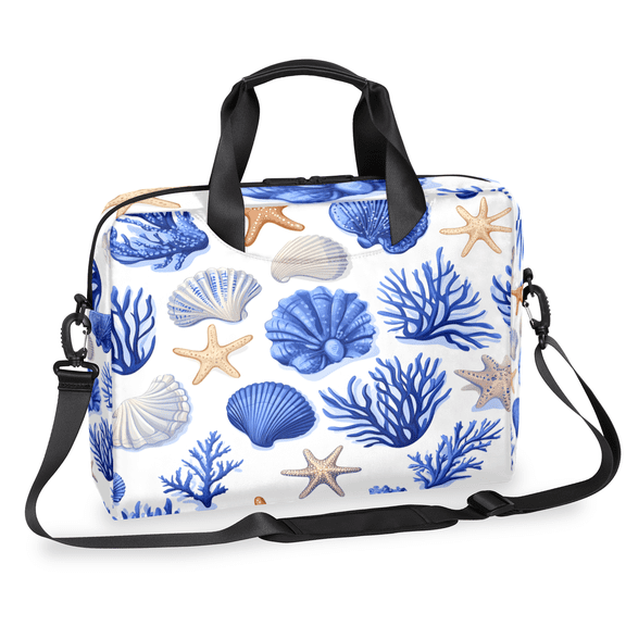 Herdesigns Starfish and Seashells Laptop Bag for Women Men, Computer Case Briefcase Messenger Bags, 15-15.6 inch Laptop Sleeve Shoulder Bag