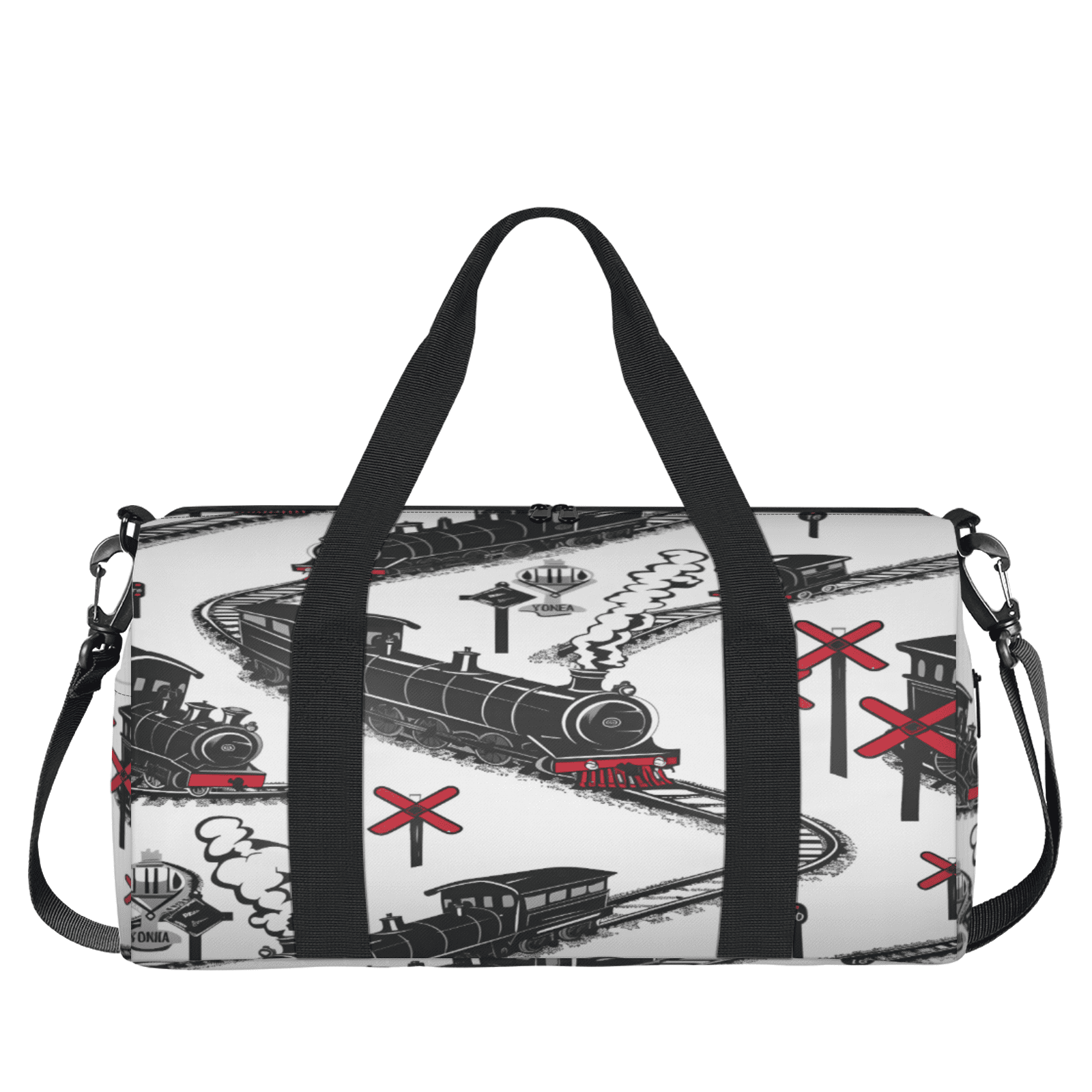 Herdesigns Steam Train Cute Travel Duffle Bag Sports Yoga Weekender Overnight Carry on Workout Bags Lightweight Waterproof Gym Tote Bag for Women