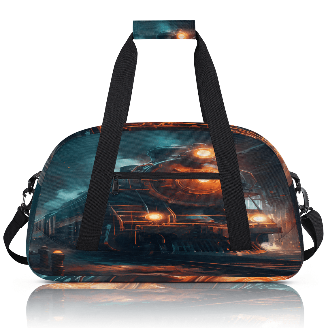 Herdesigns Steam Train Sports Duffle Bag for Women & Men, Vintage Train Gym Bag Dance Bag Overnight Bag Carry On Weekender Travel Bag