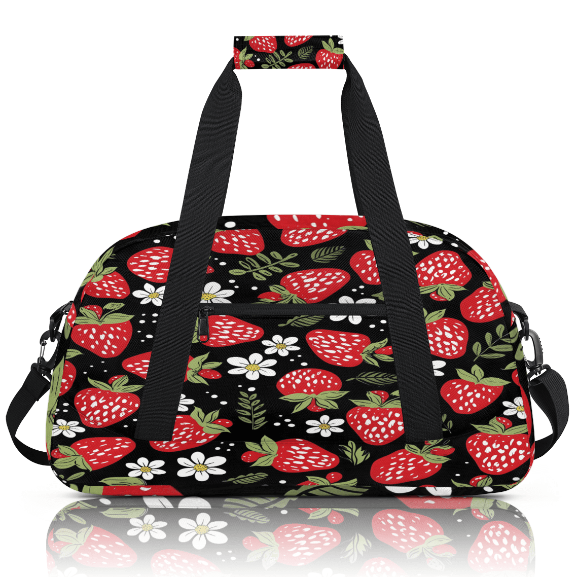 Herdesigns Strawberry Sports Duffle Bag for Women & Men, Gym Bag Dance Bag Overnight Bag Carry On Weekender Travel Bag