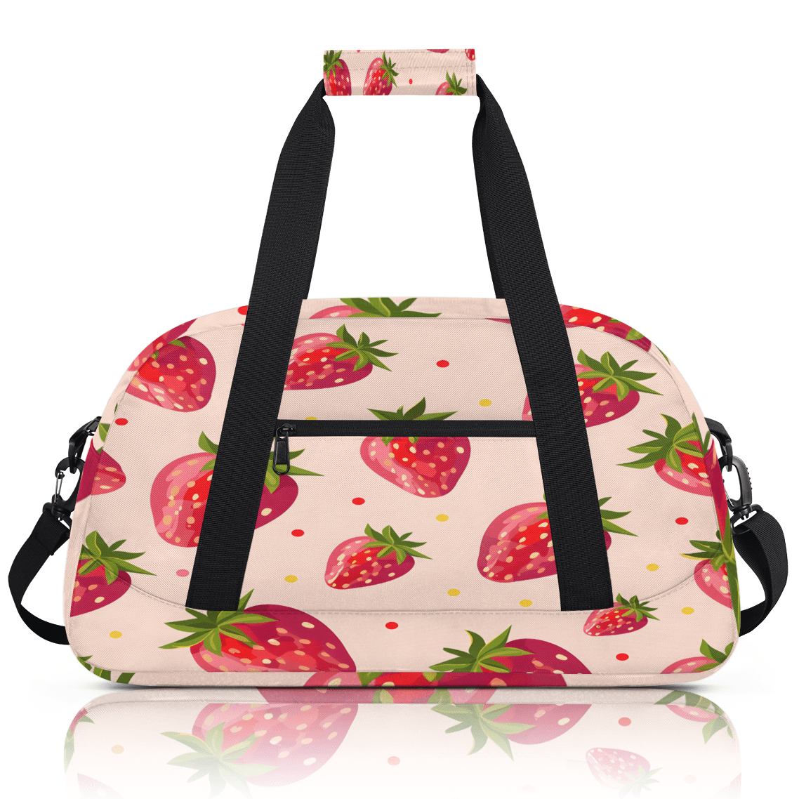 Herdesigns Strawberry Sports Duffle Bag for Women & Men, Strawberries Gym Bag Dance Bag Overnight Bag Carry On Weekender Travel Bag