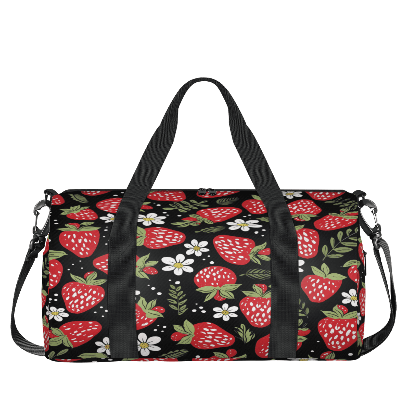 Herdesigns Strawberry Travel Duffle Bag Sports Yoga Weekender Overnight Carry on Workout Bags Lightweight Waterproof Gym Tote Bag for Women