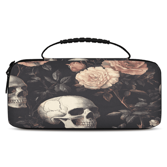 Herdesigns Sugar Skull Carry Case Compatible with Nintendo Switch OLED Model 2021/Switch 2017, Floral Protective Travel Switch Carrying Case with 20 Game Card Slots for Switch Console & Accessories