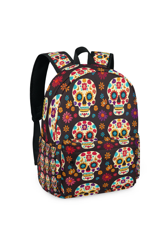 Sugar Skull Day Of The Dead Halloween Backpack for Men Women Large Capacity Laptop Backpack Casual Daypack for Work Travel