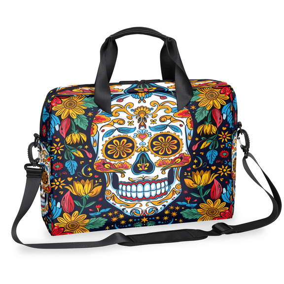 Herdesigns Sugar Skull Gothic Halloween Laptop Bag for Women Men, Computer Case Briefcase Messenger Bags, 15-15.6 inch Laptop Sleeve Shoulder Bag