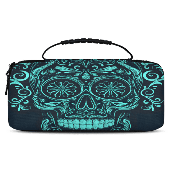 Herdesigns Sugar Skull Mexican Carrying Case for Nintendo Switch OLED Model 2021 & Switch 2017 with 20 Game Card Slots, Portable Travel Carry Case for Accessories and Console