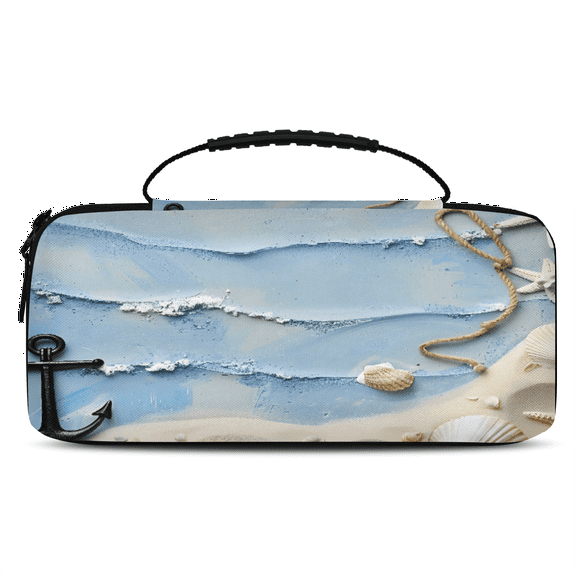 Herdesigns Summer Beach Theme Carrying Case for Nintendo Switch OLED Model 2021 & Switch 2017 with 20 Game Card Slots, Portable Travel Carry Case for Accessories and Console