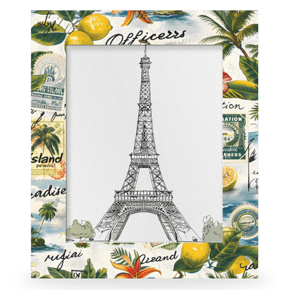 Herdesigns Summer Theme 11x14 Photo Frame, Palm Tree Lemon Wooden Picture Frame Fits 11x14in Photo, Wall Hanging or Tabletop Display