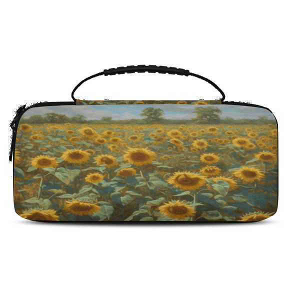 Herdesigns Sunflower Carry Case Compatible with Nintendo Switch 2017 & Oled 2021, with 20 Game Card Slots, Orange Floral Portable Travel Carrying Case Pouch for Accessories & Games