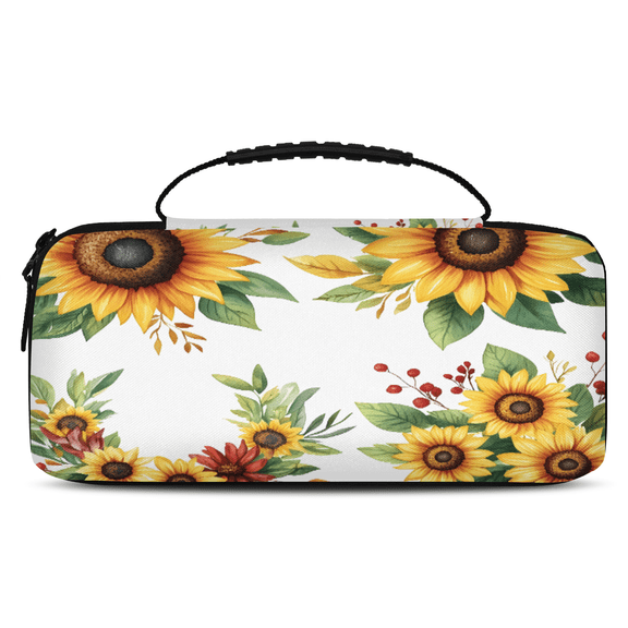Herdesigns Sunflower Carry Case Compatible with Nintendo Switch OLED Model 2021/Switch 2017, Floral Protective Travel Switch Carrying Case with 20 Game Card Slots for Switch Console & Accessories