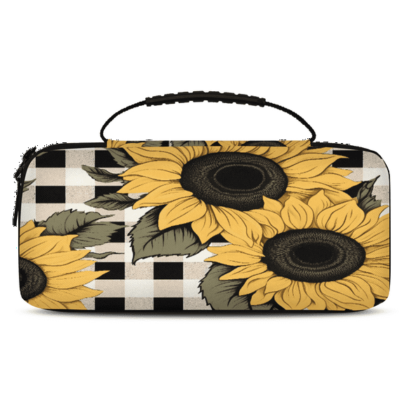 Herdesigns Sunflower Carry Case Compatible for Nintendo Switch OLED Model 2021/Switch 2017, Protective Travel Switch Carrying Case with 20 Game Card Slots for Switch Console & Accessories