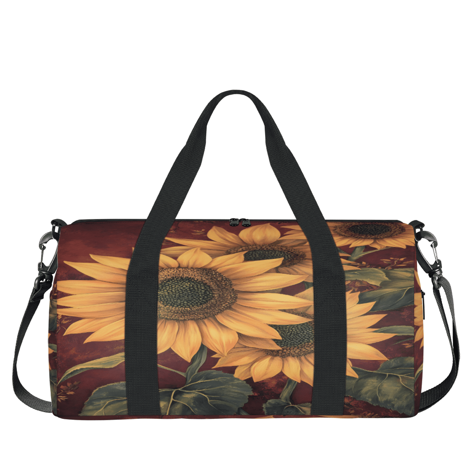 Herdesigns Sunflower Gym Bag for Women, Floral Duffle Bag for Travel Sport, Lightweight Waterproof Carry on Weekender Overnight Dance Yoga Workout Bags