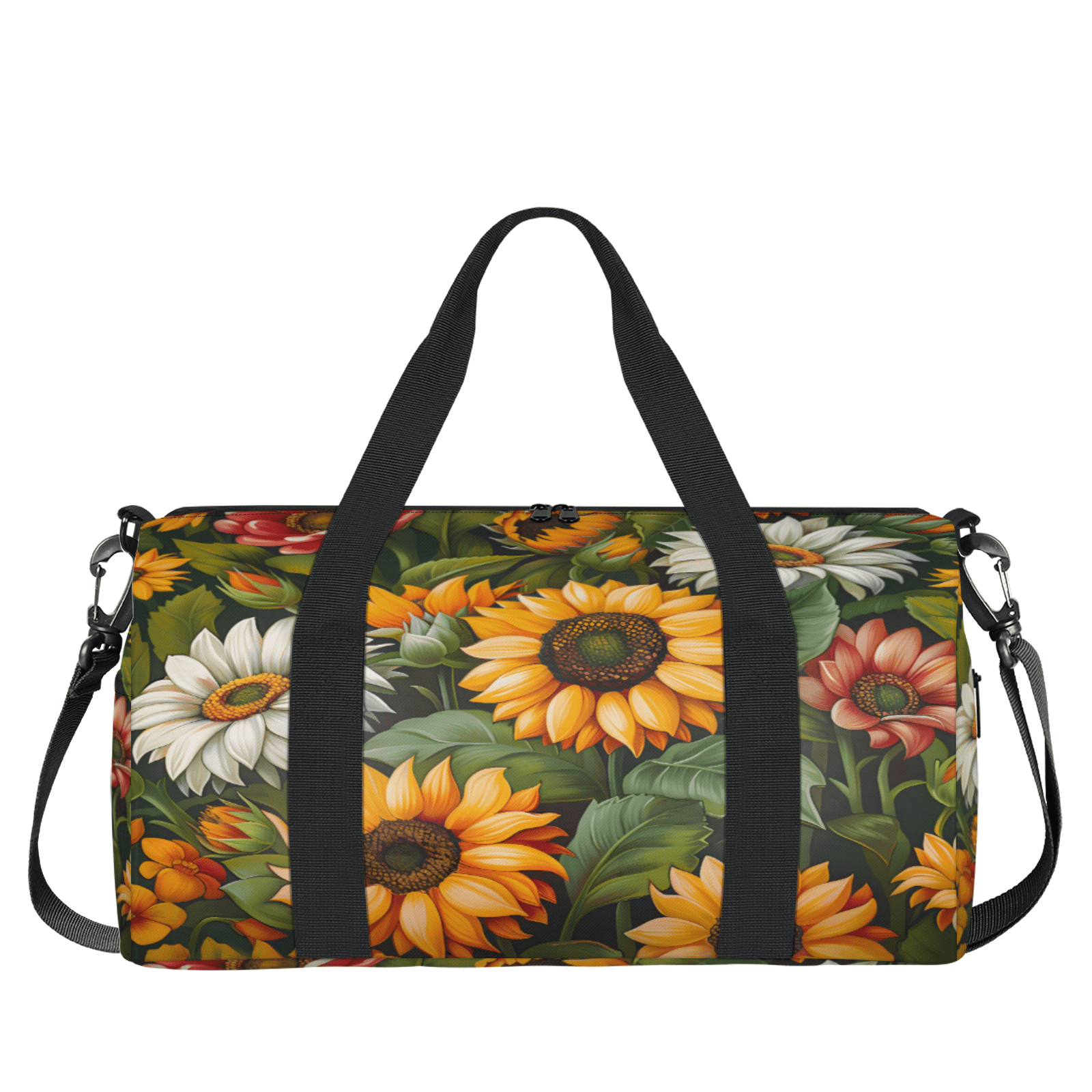 Herdesigns Sunflowers Flowers Summer Gym Bag for Women, Duffle Bag for Travel Sport, Lightweight Waterproof Carry on Weekender Overnight Dance Yoga Workout Bags