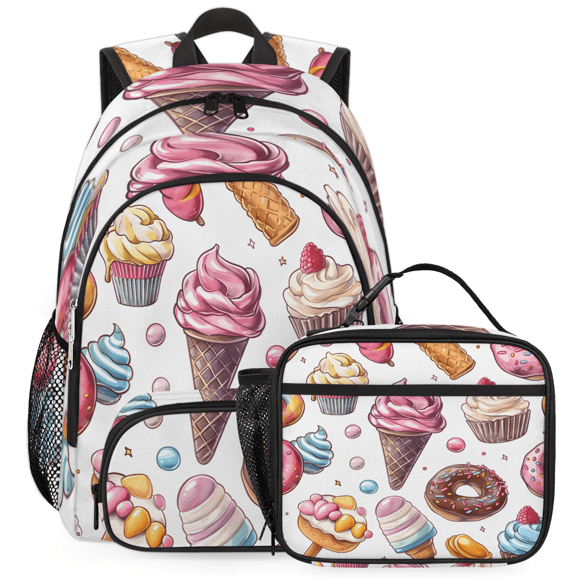 Sweets Backpack Herdesigns Sweet Food Backpack with Lunch Box Ice Cream Donut ...