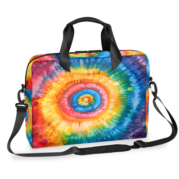Herdesigns Tie Dye Colorful Rainbow Retro Laptop Bag for Women Men, Computer Case Briefcase Messenger Bags, 15-15.6 inch Laptop Sleeve Shoulder Bag