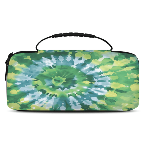 Herdesigns Tie Dye Green Carrying Case for Nintendo Switch OLED Model 2021 & Switch 2017 with 20 Game Card Slots, Portable Travel Carry Case for Accessories and Console
