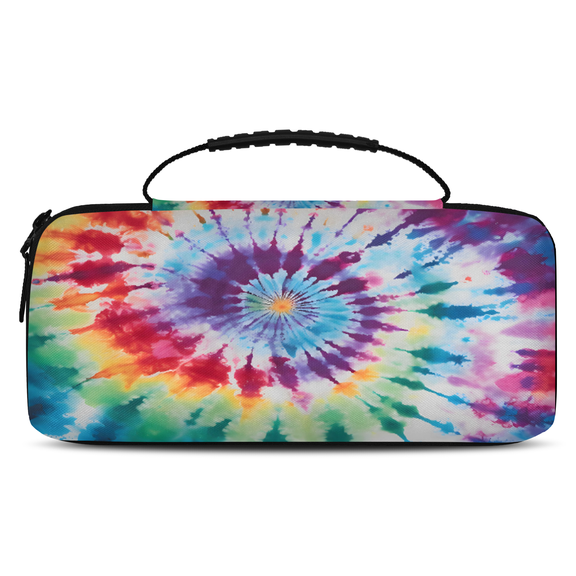 Herdesigns Tie Dye Rainbow Boho Hippie Carrying Case for Nintendo Switch OLED Model 2021 & Switch 2017 with 20 Game Card Slots, Portable Travel Carry Case for Accessories and Console