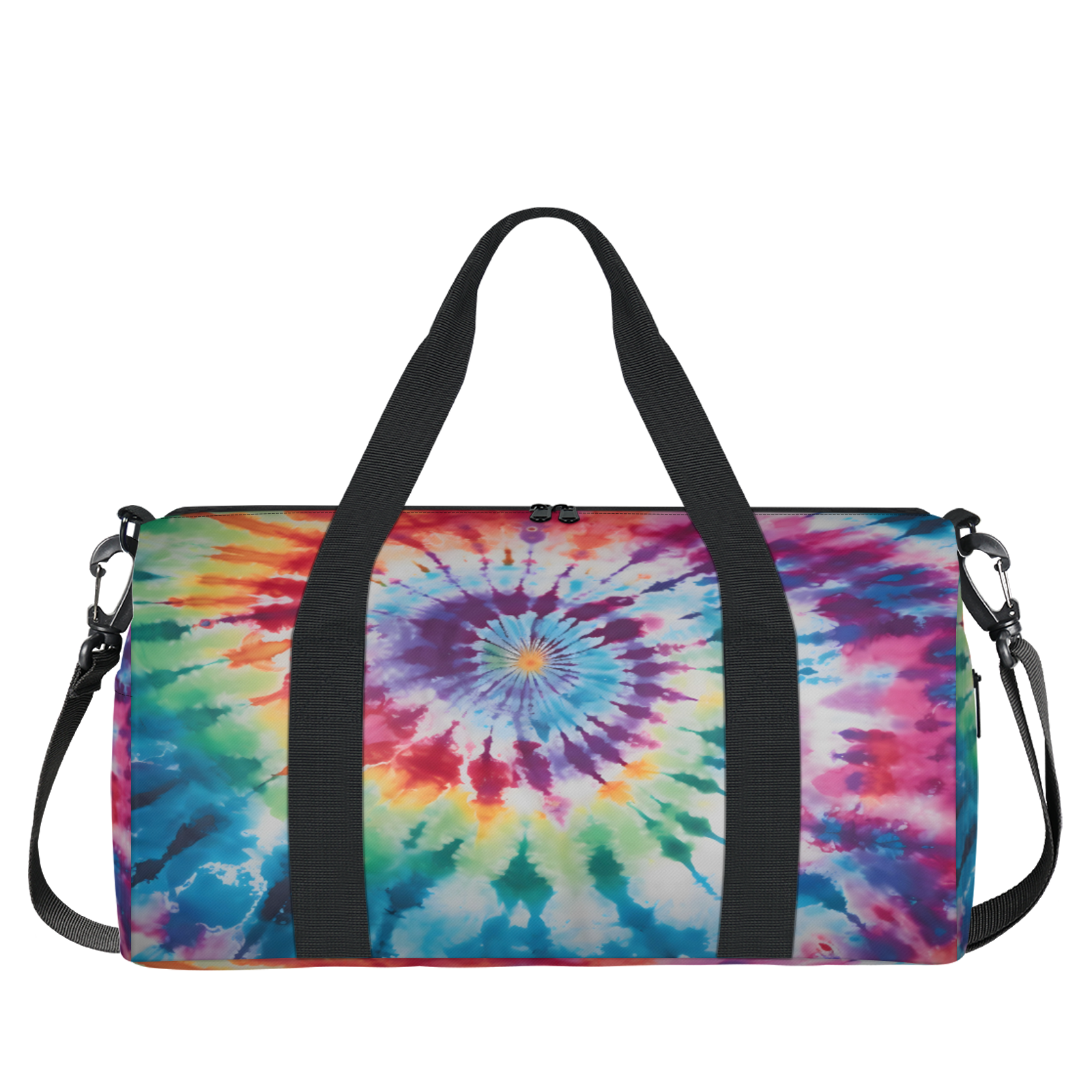 Herdesigns Tie Dye Rainbow Boho Hippie Gym Bag for Women, Duffle Bag for Travel Sport, Lightweight Waterproof Carry on Weekender Overnight Dance Yoga Workout Bags