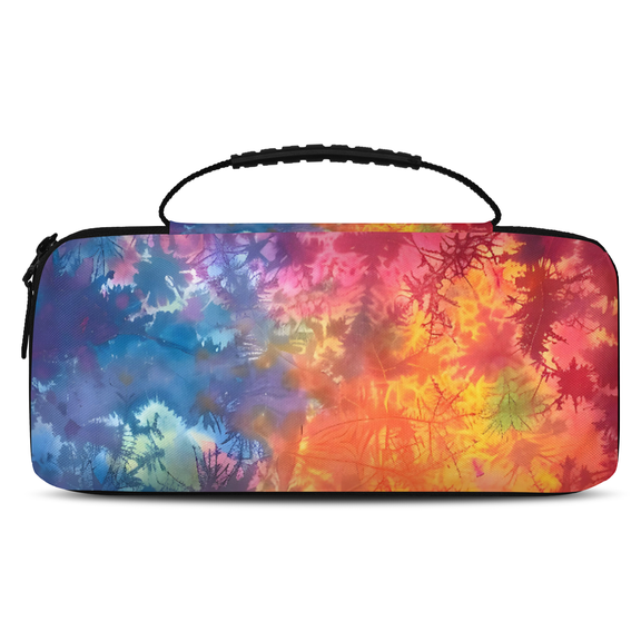 Herdesigns Tie Dye Rainbow Colorful Abstract Carrying Case for Nintendo Switch 2 with 20 Game Card Slots, Portable Travel Carry Case for Accessories and Console
