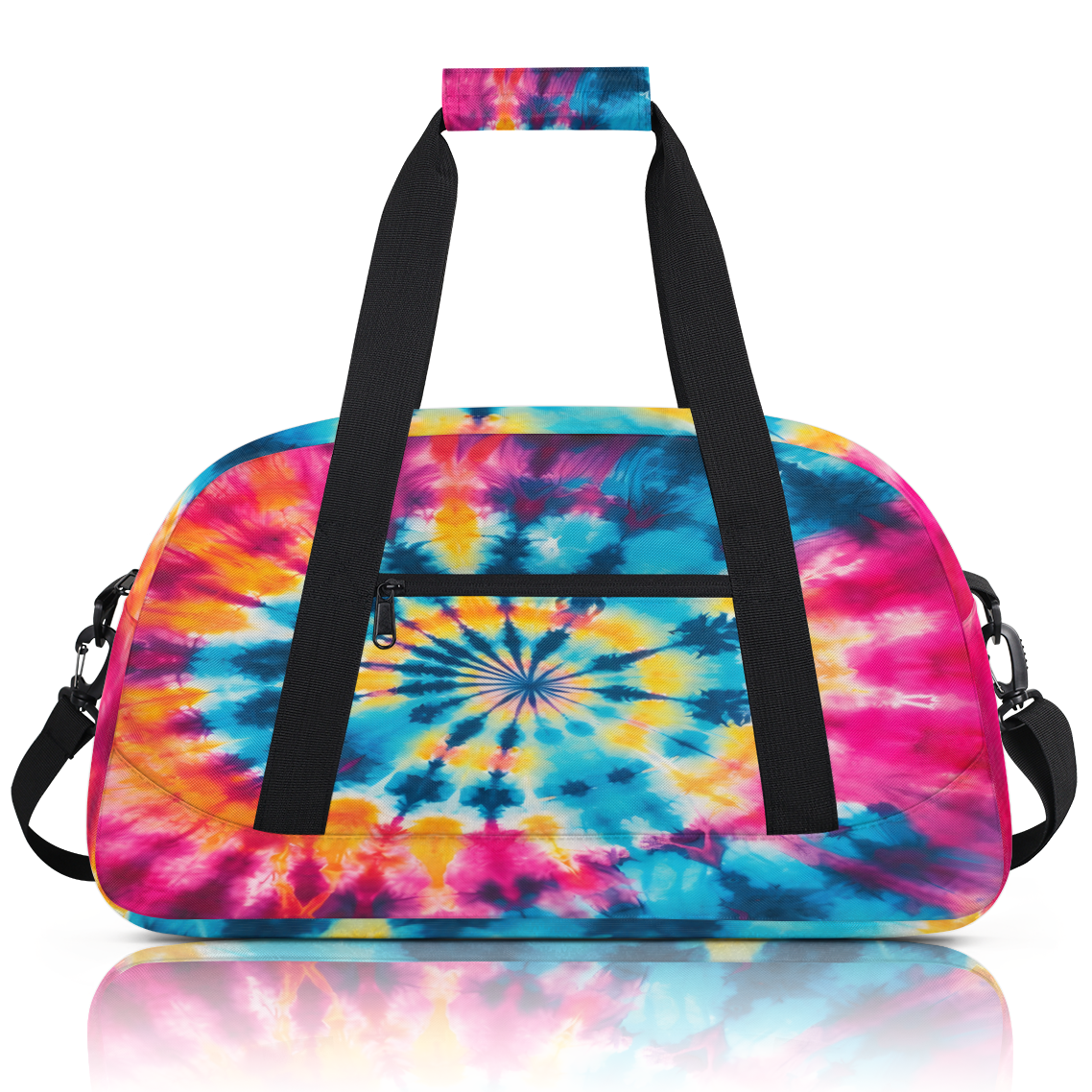 Herdesigns Tie Dye Sports Duffle Bag for Women & Men, Colorful Swirls Gym Bag Dance Bag Overnight Bag Carry On Weekender Travel Bag