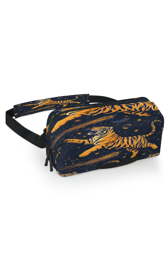 Tiger Carrying Case Bag for Gaming Console, Waterproof Travel Crossbody Sling Bag Compatible with Nintendo Switch 2, Adjustable Shoulder Strap Chest Bag, Moon Star