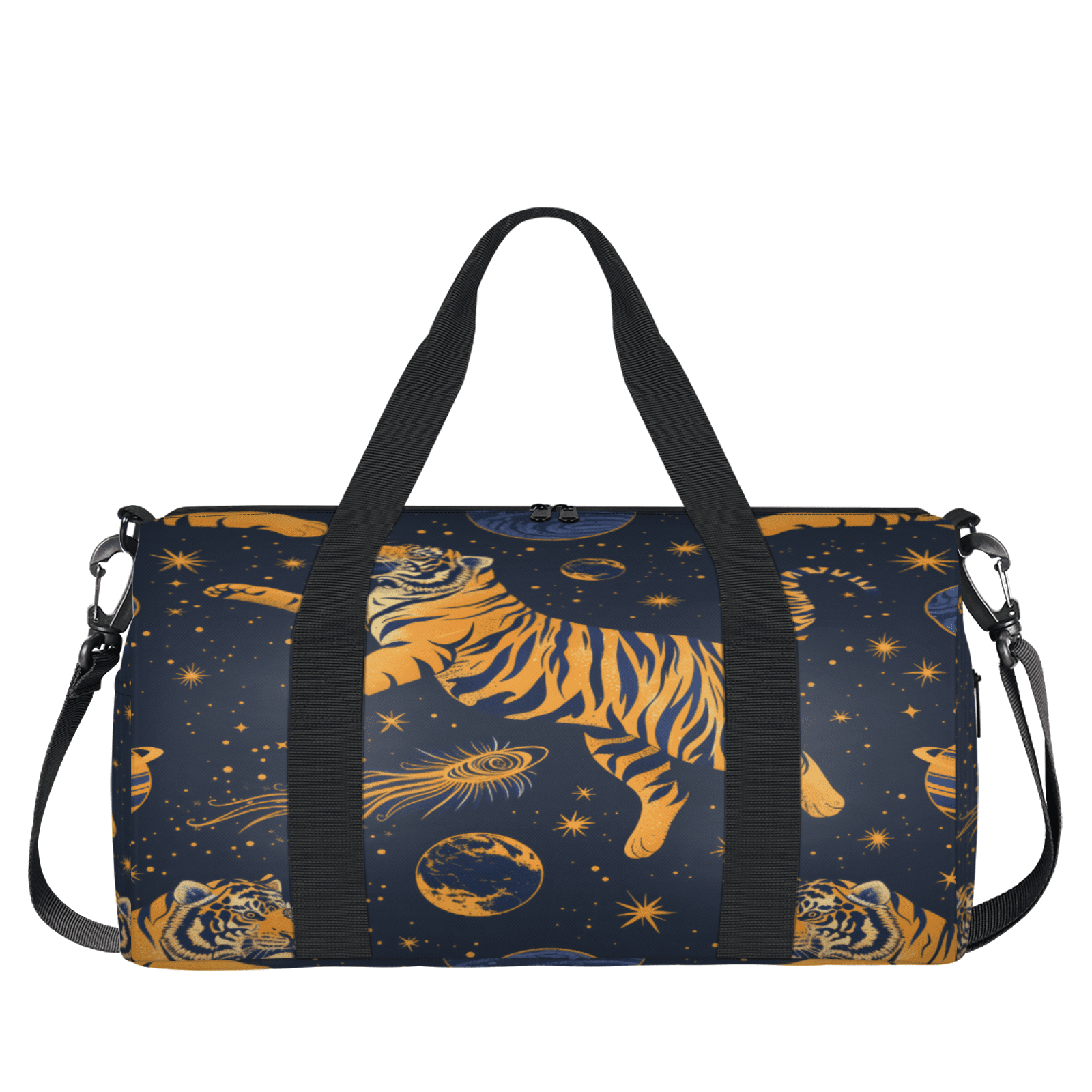 Herdesigns Tiger Gym Bag for Women, Duffle Bag for Travel Sport, Moon Star Lightweight Waterproof Carry on Weekender Dance Yoga Workout Bags