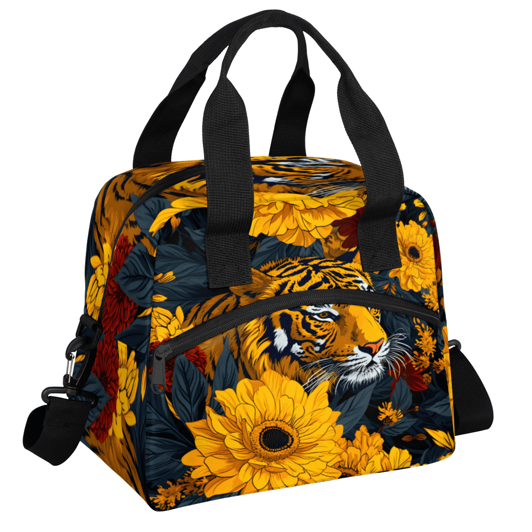 Herdesigns Tiger Insulated Lunch Bag for Women Men Adults Large Reusable Lunch Box Animal Safari Leakproof Cooler Tote Bags with Adjustable Shoulder Strap