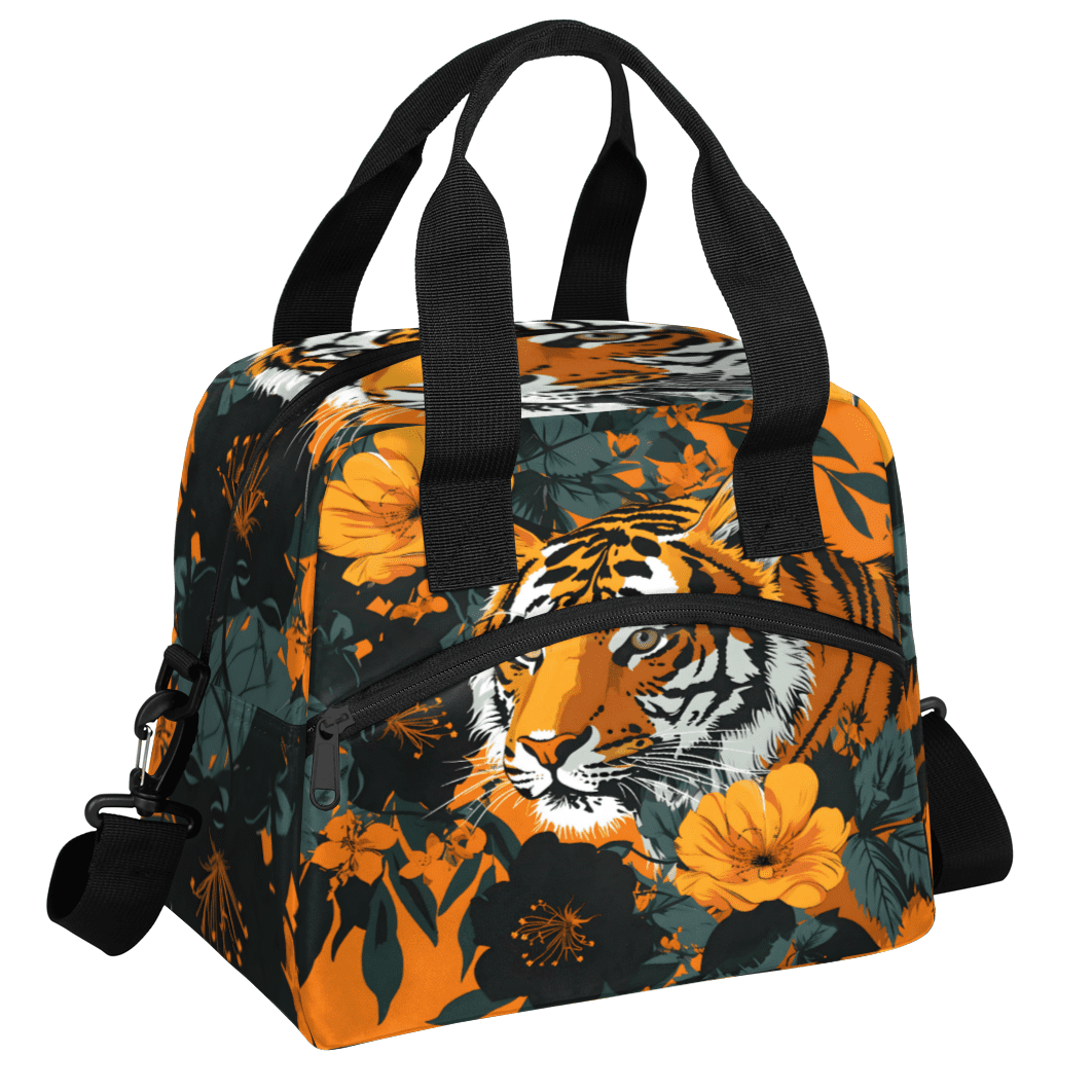 Herdesigns Tiger Insulated Lunch Bag for Women Men Adults Large Reusable Lunch Box Animal Leakproof Cooler Tote Bags with Adjustable Shoulder Strap