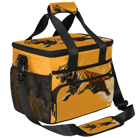 Herdesigns Tiger Large Insulated Lunch Box for Adults Women Men with Adjustable Shoulder Strap, Funny Tiger Reusable Cooler Lunch Bag for Offices Picnic Hiking Beach