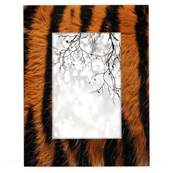 Herdesigns Tiger Wild Safari Skin 4x6 Picture Frame Wood Photo Frame Table Display or Wall Hanging Decoration for Vertical or Horizontal Display