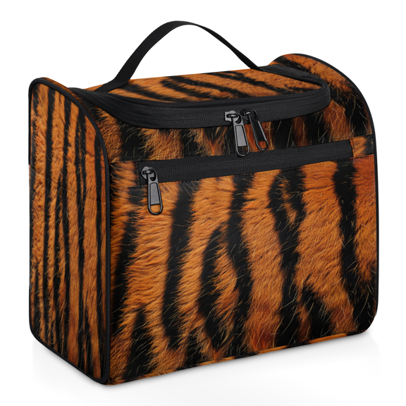 Herdesigns Tiger Wild Safari Skin Toiletry Bag for Women, Travel Makeup Bag, Waterproof Hanging Cosmetic Organizer for Toiletries & Makeup Essentials