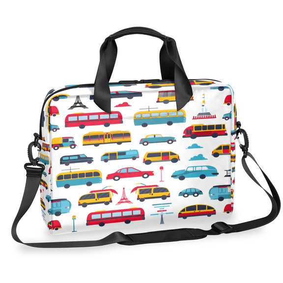 Herdesigns Transportation Types Car Laptop Bag for Women Men, Computer Case Briefcase Messenger Bags, 15-15.6 inch Laptop Sleeve Shoulder Bag