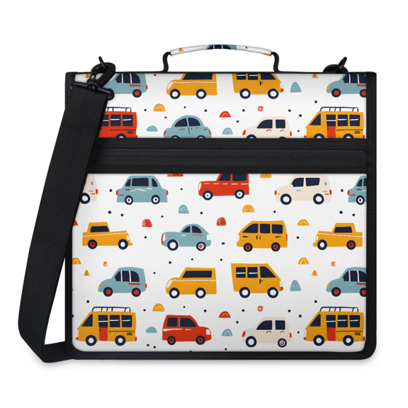 Herdesigns Transportation Zipper Binder 1.5 Inch 3 D-Rings with Shoulder Strap & Handle, Waterproof Colorful Car Binder Organizer Bag for 13 Inch Laptop