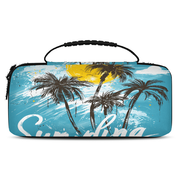 Herdesigns Tropical Beach Carry Case Compatible with Nintendo Switch 2, with 20 Game Card Slots, Palm Tree Summer Portable Travel Carrying Case Pouch for Accessories & Games