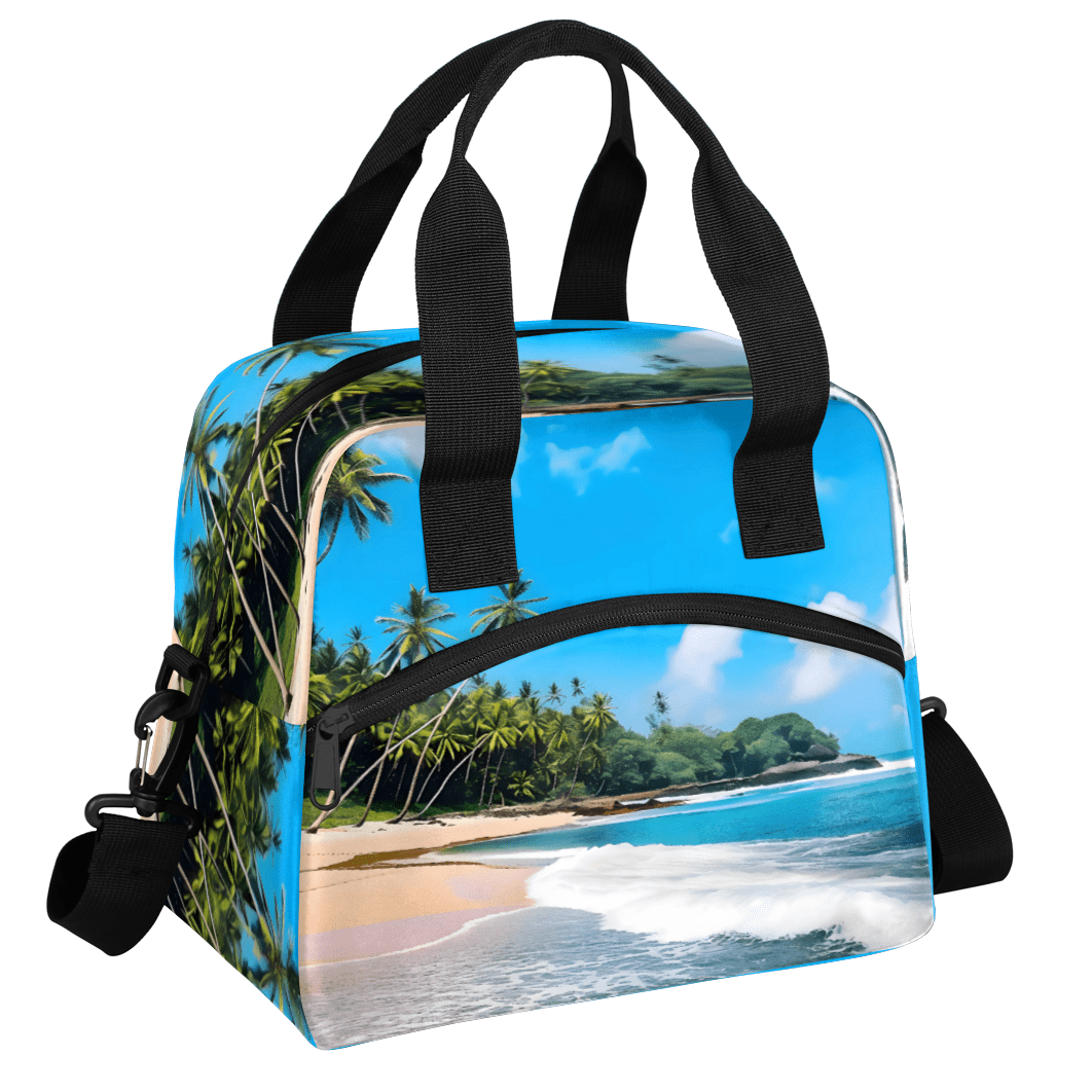 Herdesigns Tropical Beach Insulated Lunch Bag for Women Men Adults Large Reusable Lunch Box Leakproof Portable Cooler Tote Bags with Adjustable Shoulder Strap